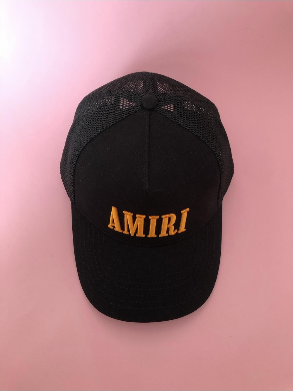 AMIRI Orange Embroidered Logo Baseball Cap Men's Trucker Sun Hat - Picture 3 of 12